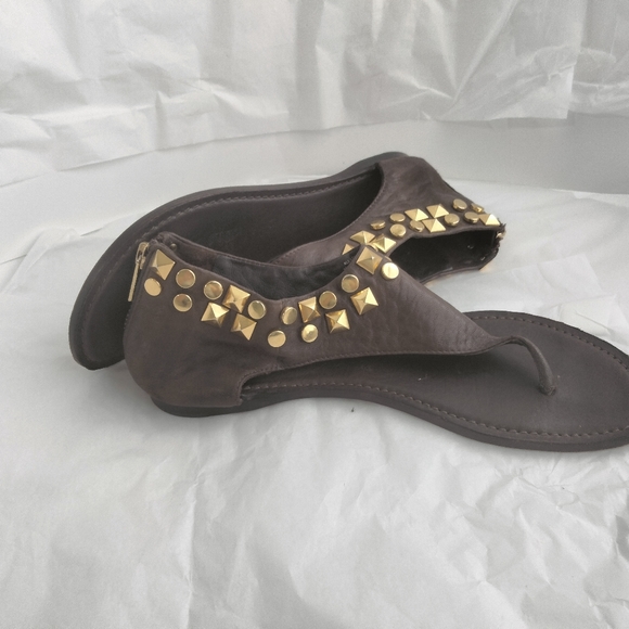 Tory Burch brown gladiator gold stud sandal size 7.5M - Picture 8 of 15